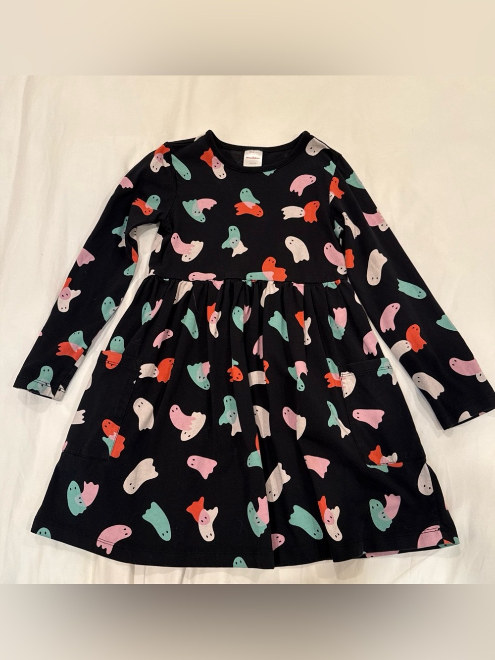 Hanna Andersson Black Long-Sleeve Ghost Print Dress